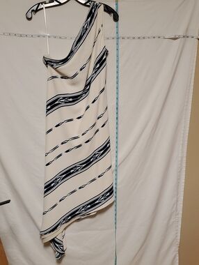 Lauren Ralph Lauren One-Shoulder Ivory Dress Asymetrical Navy Stripes Sz 8